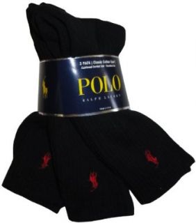 Polo Ralph Lauren Classic Cotton/Spandex Cushioned Foot Crew 3 Pack (821032) one size/Black: Sports & Outdoors