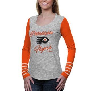 '47 Brand Philadelphia Flyers Women's Dugout Slim Fit Long Sleeve T Shirt   Ash/Orange : Sports & Outdoors