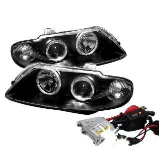 High Performance Xenon HID Pontiac GTO Halo LED ( Replaceable LEDs ) Projector Headlights with Premium Ballast   Black with 4300K OEM White HID Automotive