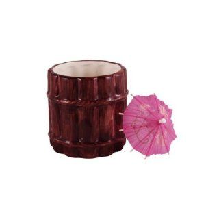 Ceramic Rum Barrel Tiki Mug: Tiki Drink Glasses: Kitchen & Dining