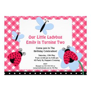 Ladybug birthday party invitation