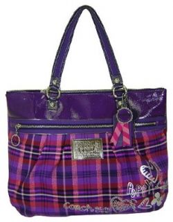 Coach Tartan Plaid Poppy Glam Shopper Bag Purse Tote Berry Multi: Tote Handbags: Shoes