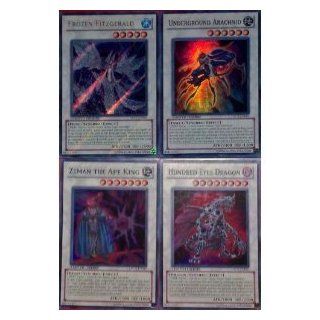 Frozen Fitzgerald, Underground Arachnid, Zeman the Ape King, and Hundred Eyes Dragon Duelist Pack Tin 2011 Holos: Toys & Games