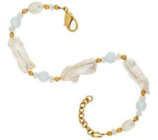 Lee Sands Mabe Cultured Pearl & Blue Opal Bracelet —