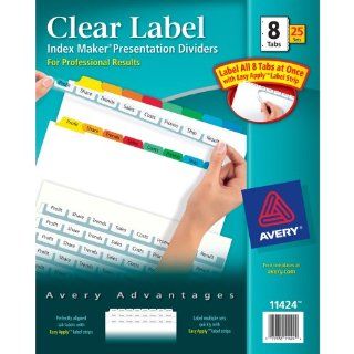Avery Index Maker Clear Label Dividers, Easy Apply Label Strip, 8 Tab, Multi Color, 25 Sets (11424) : Binder Index Dividers : Office Products