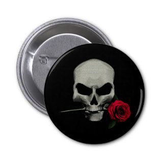Skull With Rose In Mouth Pins