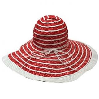 Luxury Divas Red & White Striped Polka Dot Wide Brim Floppy Hat at  Womens Clothing store: Sun Hats