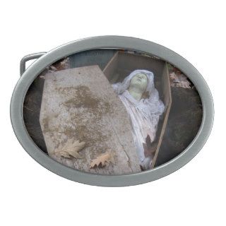 A Grave Ghoul on Halloween   photograph Oval Belt Buckles