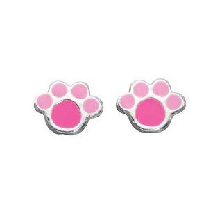Elements, Silver Pink Paw Print: Earrings: Jewelry