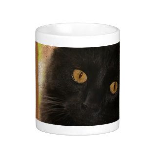 All Eyes On You Black Cat with Amber Eyes Mug