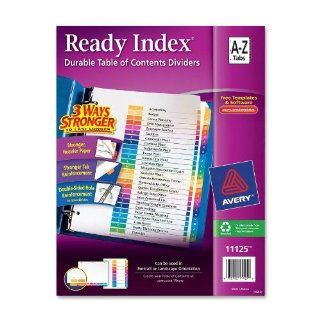 Avery   Index Dividers, T/Contents, 26 Tab, A Z, 3HP, 8 1/2"x11", 1/ST, MI, Sold as 1 Set, AVE 11125 : Binder Index Dividers : Office Products
