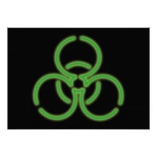 Neon Biohazard Symbol Green Personalized Invitations