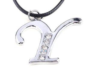 Silver Tone LETTER CHARM INITIAL Alphabet PENDANT NECKLACE "Y": Jewelry