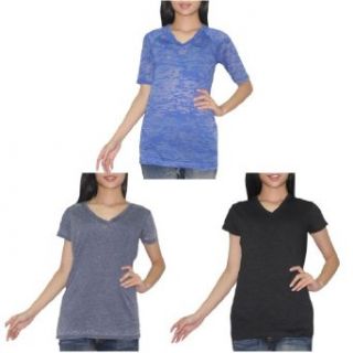 (Pack of 3) Womens Yoga & Casual Workout Tee (Vintage Look) Medium Multicolor: Clothing