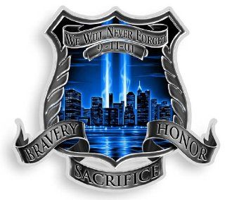 Never Forget Blue Sky Police Shield Decal   6 in. Decal: Everything Else
