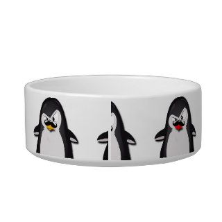Trendy Black White Penguin Funny Mustache Cat Bowls