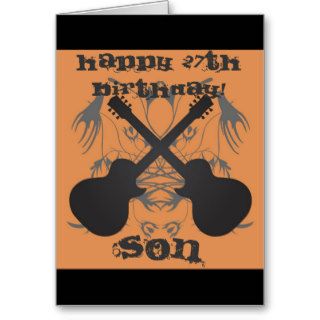 Happy 27th Birthday Son!, Crossed Guitars Cards