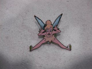 Disney Pin Tinkerbell Sitting Down Making Funny Face Stained Glass Wings: Toys & Games