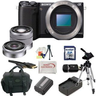 Sony Alpha NEX 5R Mirrorless Digital Camera Double Lens Kit with 18 55mm f/3.5 5.6 E mount Zoom Lens & E Mount 16mm f/2.8 Wide Angle Alpha E Mount Lens. Also Includes: 16GB Memory Card, Memory Card Reader, Extended Life Replacement Battery, Rapid Trave