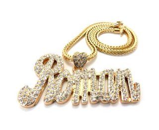Rhinestone Nicki Minaj Roman Pendant w/Franco Chain Necklace MP824 Gold: Jewelry