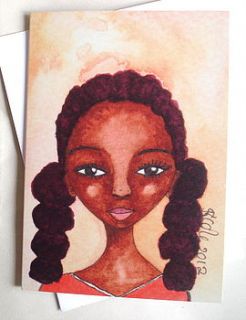 'tennis girl' afro caribbean greeting card by creativesque