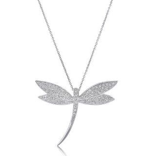 BERRICLE Sterling Silver 925 Cubic Zirconia CZ Dragonfly Pendant Necklace: BERRICLE: Jewelry