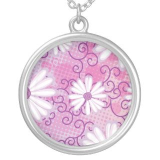 Purple Floral Dotted Tribal Daisy Tattoo Pattern Personalized Necklace