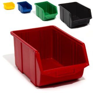 Stapelbox Sichtlagerkiste Kunststoff PP 350 x 220 x 165 Gr. 3 rot: Baumarkt