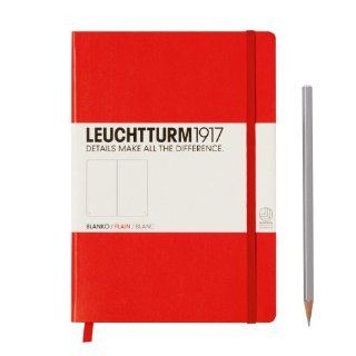 LEUCHTTURM1917 309141 Notizbuch Medium (A5), 249 Seiten, blanko, rot: Bürobedarf & Schreibwaren
