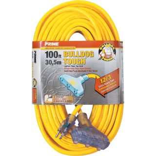 Prime Wire & Cable Bulldog Tough Outdoor Extension Cord with Triple Tap — 100ft., Model# LT611835  Extension Cords