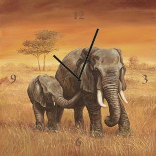Uhr Wanduhr auf Leinwand Uhren Artland Elefanten A. S.: Elefanten Gre: 30 x 30 cm Riesenauswahl in unsrem Hndlershop!: Küche & Haushalt