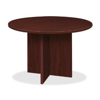 Basyx by HON   Round Conference Table, w/X Base, 48"D, Mahogany, Sold as 1 Each, BSX BLC48DNN : Office Products