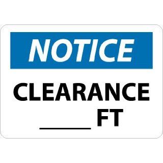 NMC N251AB OSHA Sign, Legend "NOTICE   CLEARANCE___FT", 14" Length x 10" Height, Aluminum, Black/Blue on White: Industrial Warning Signs: Industrial & Scientific