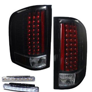 2007 2010 CHEVY SILVERADO REAR BRAKE TAIL LIGHTS LAMPS BLACK+LED BUMPER RUNNING: Automotive