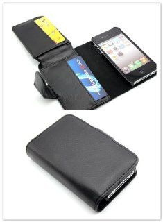 Big Dragonfly New Business Style Folio PU Leather Wallet Case with Cover Holster for Apple Iphone 4 4s with Multiply Card Slots Retail Package Black: Cell Phones & Accessories