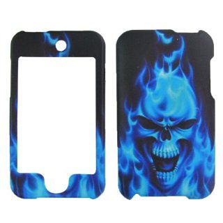 Blue Flame Skull Hard Skin Case Cover for Apple Ipod Touch Itouch 2nd and 3rd Generation Gen 2g 3g 2 3 8gb 16gb 32gb 64gb: Cell Phones & Accessories