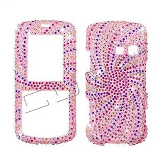 LG Banter UX265 AT&T   SWIRL DESIGN   Pink/Blue/Silver   Full Rhinestones/Diamond/Bling   Hard Case/Cover/Faceplate/Snap On/Housing Cell Phones & Accessories