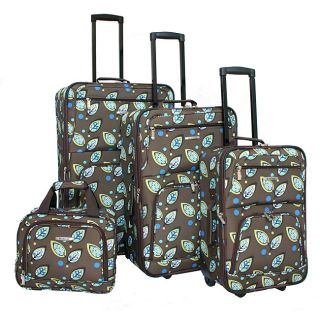 Rockland Expandable Brown Leaf 4 piece Luggage Set