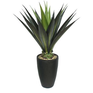 Laura Ashley 44 Inch Realistic Silk Giant Aloe Plant With Contemporary Planter