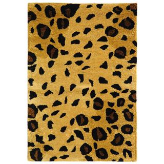 Handmade Soho Leopard print Gold/ Black N. Z. Wool Rug (2 X 3)