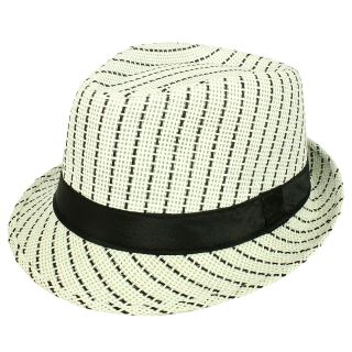 Faddism Faddism Mens Woven Fedora Hat White Size One Size Fits Most