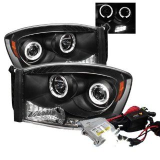 High Performance Xenon HID Dodge Ram 1500 / Ram 2500/3500 Halo LED ( Replaceable LEDs ) Projector Headlights with Premium Ballast   Black with 4300K OEM White HID Automotive