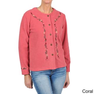La Cera La Cera Womens Embroidered Fleece Jacket Pink Size S (4 : 6)