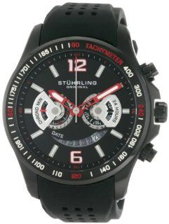 Stuhrling Original Men's 274.335664 Champion Victory Brevet Quartz Chronograph Date Black Rubber Strap Watch: Watches
