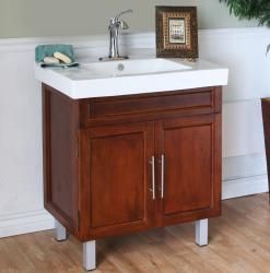 Walnut 31.5 inch Birch Wood Single Bathroom Vanity And Sink