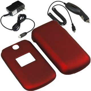 BW Hard Shield Shell Cover Snap On Case for U.S. Cellular LG Envoy II UN160 + Car + Home Charger Red: Cell Phones & Accessories