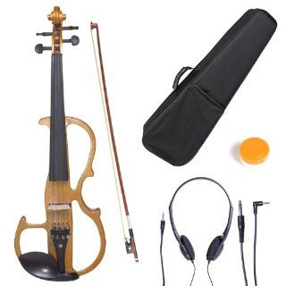 Cecilio 4/4 CEVN 2Y Solid Wood Yellow Maple Metallic Electric / Silent Violin with Ebony Fittings in Style 2 (Full Size): Musical Instruments