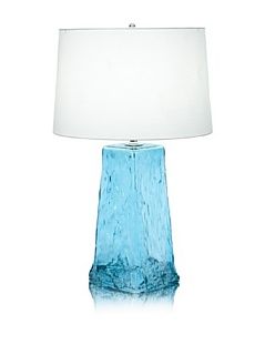 Lighting Accents Wave Recycled Glass Table Lamp, Aqua   Table Lamp Blue