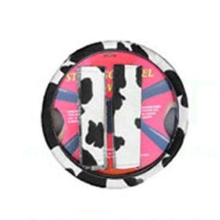 Animal Print Steering Wheel Cover and Shoulder Pad   Cow: Automotive