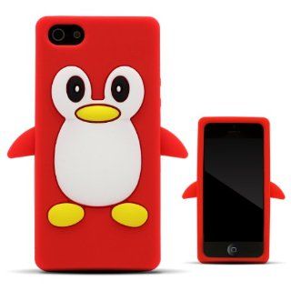 Zooky Apple Iphone 5/5S Stylish Soft Silicone Gel Case / Cover , Cartoon / Penguin Design , High / Premium Quality   Red: Cell Phones & Accessories